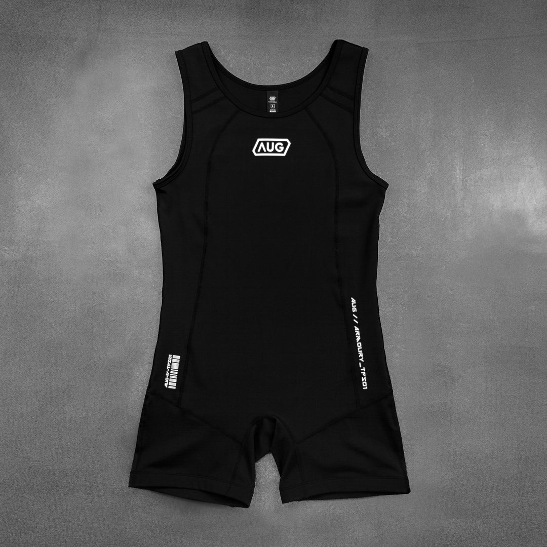Durable strength training apparel with adaptive 4-way stretch for powerlifting competitions.