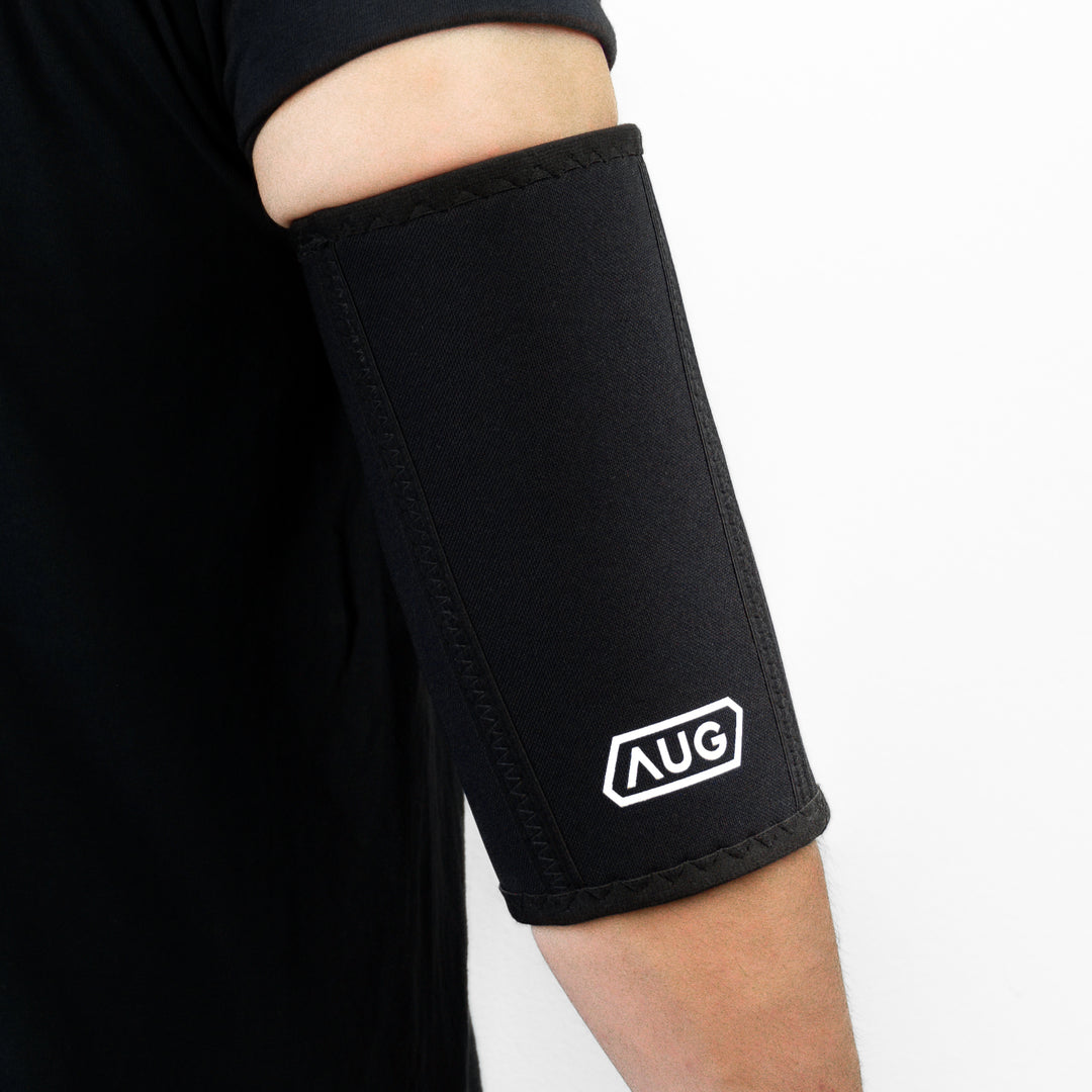 Close-up of dual-layer neoprene and reinforced stitching on Augments Elbow Sleeves.